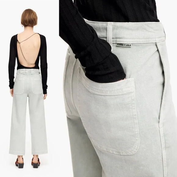 BIMBA Y LOLA CULOTTE - MINT GREEN HIGH RISE JEANS size 36/6 - Picture 4 of 16